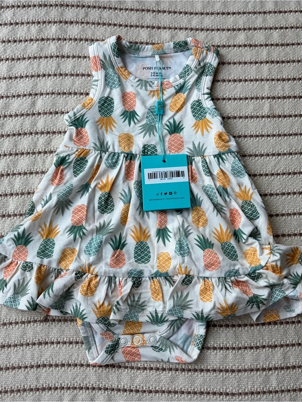 Posh Peanut Pineapple Print Baby Dress & Bodysuit